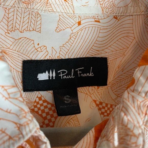 Paul Frank 2006 Orange & White Illustrated Long Sleeve Button-Down Shirt Size S - Picture 4 of 11